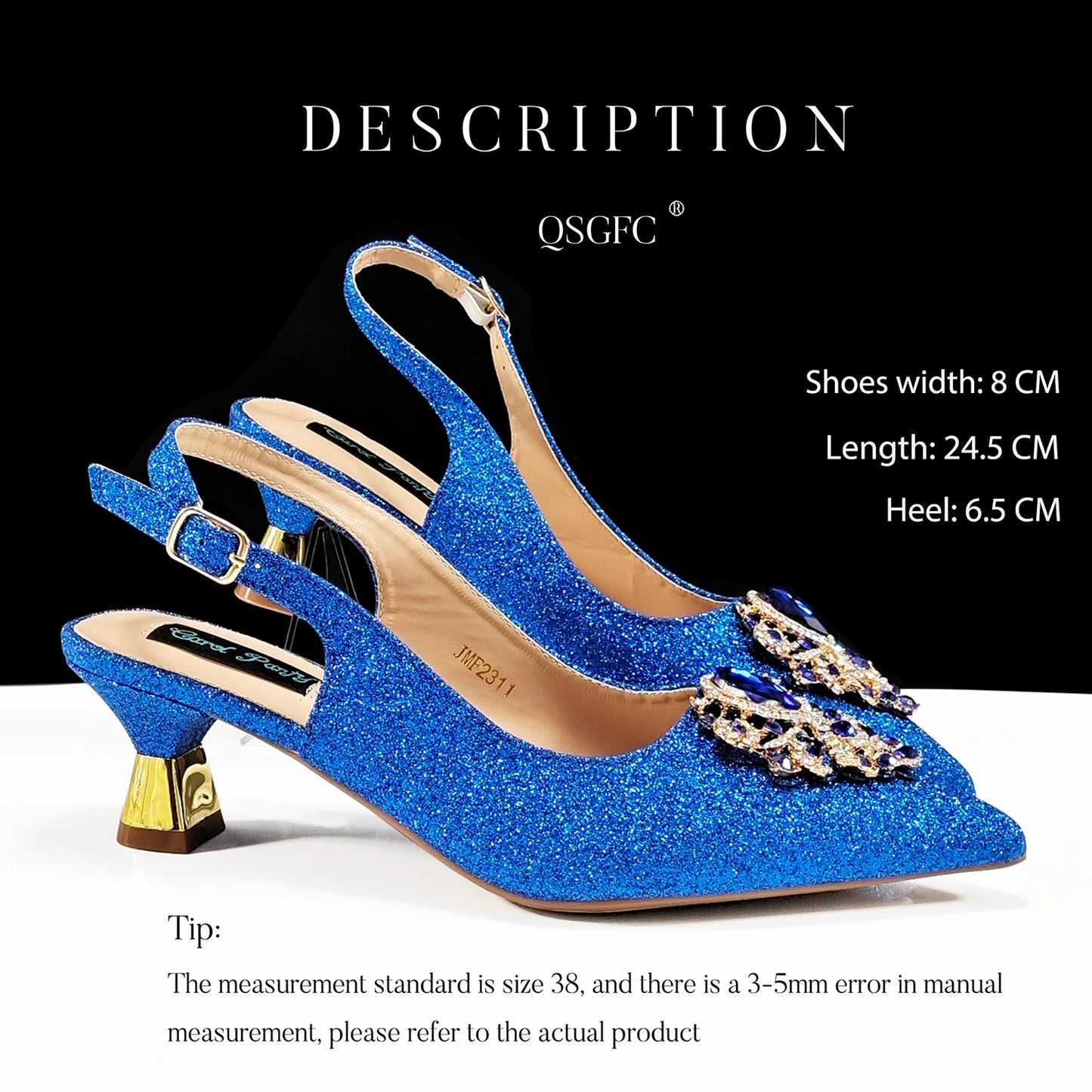 Hot Selling Elegant Noble Colorful Rhinestone Design White Color Party Wedding Pointed Toe High Heel Women Shoes and Bag Set