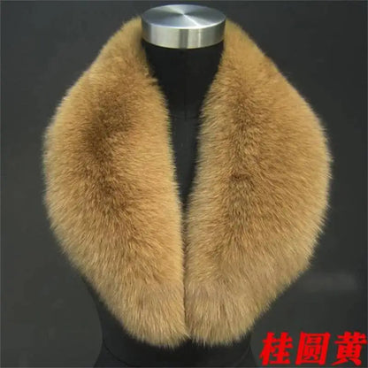 Natural Color Raccoon Fox Real Fur Collar Scarf Genuine Big Size Scarves Warp Shawl Neck Warmer Stole Muffler with Clip Loops #6