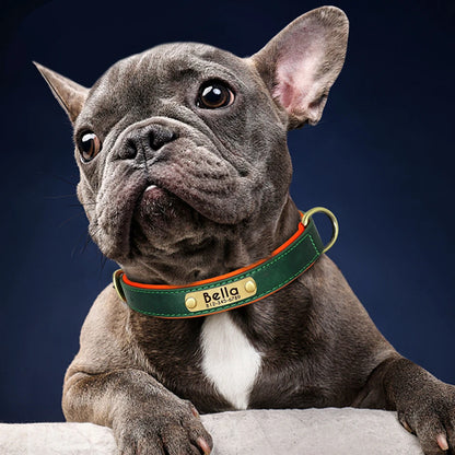 Personalized Dog Collar Leash PU Leather Dogs Collars Pet Rope Engraved Pet ID Name Necklace for Small Large Dogs Soft Padded
