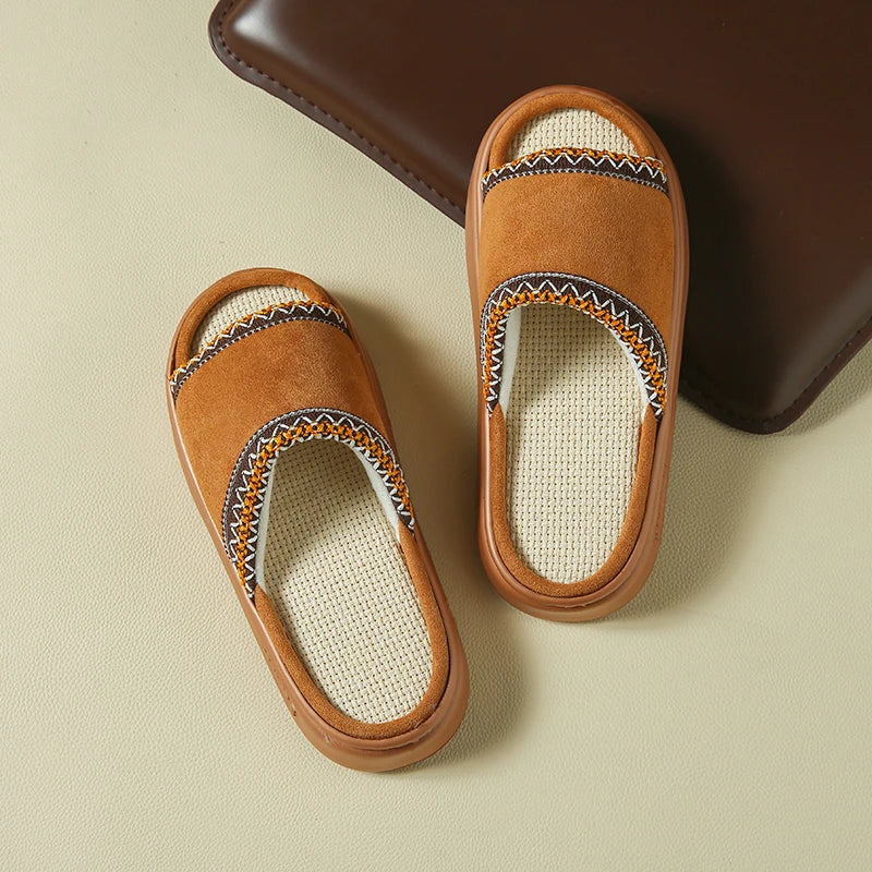 Hemp Casual Women's Slippers Home Spring Summer Luxury Designer Woman Shoes Flat Fashion Indoor Footwear Elegant Platform Slides
