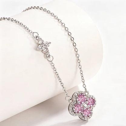 925 Sterling Silver Lucky Four-leaf Clover Pendant Necklace for Women Delicate Choker Chain Wedding Party Engagement Jewelry