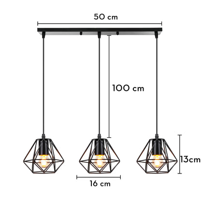 3 Heads Vintage Pendant Lights Wood Hanging Lamp Chandelier Industrial for Loft Dinning Living Room Kitchen Lighting Fixture LED