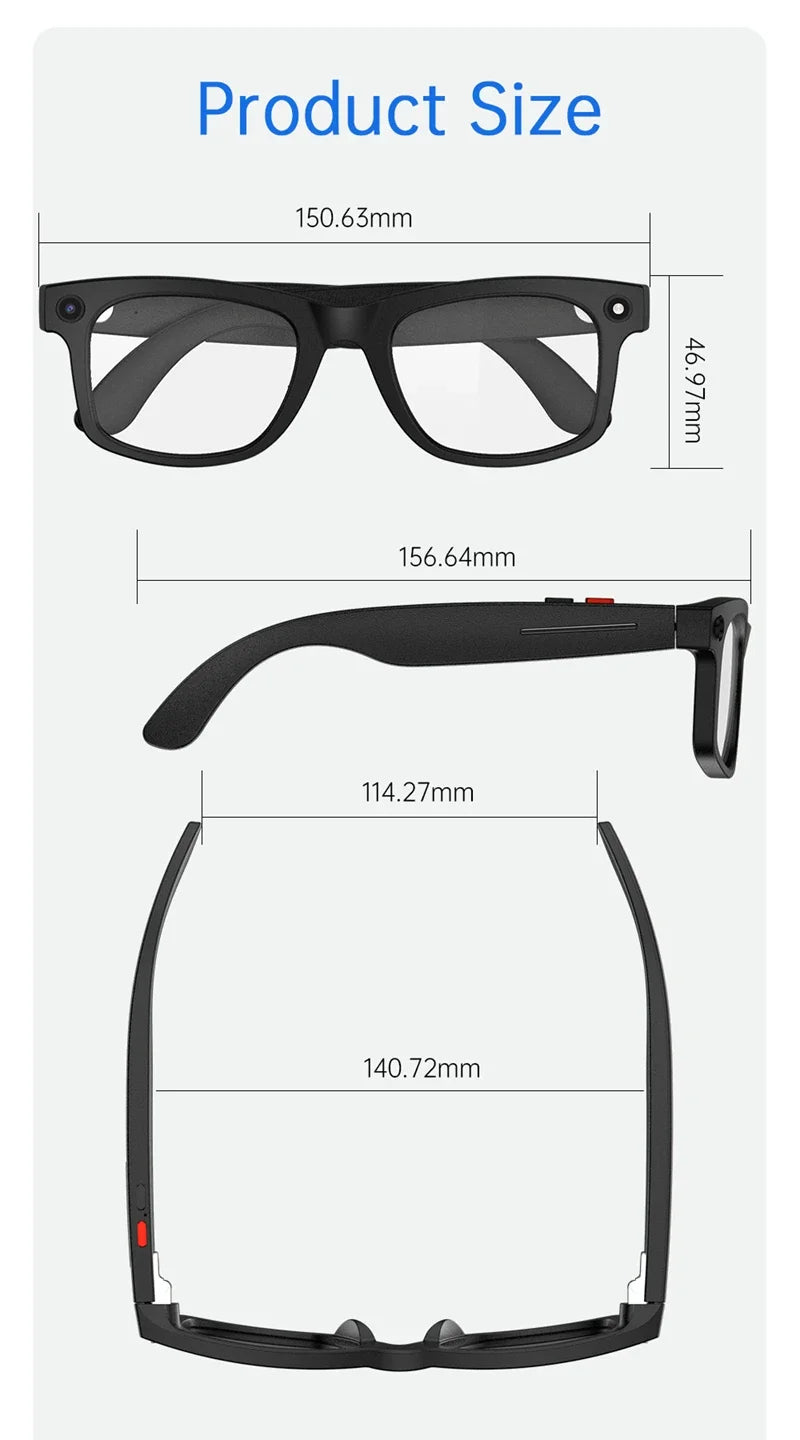 Smart Glasses AI Translation 8MP HD Camera 4K Shooting Image Bluetooth Call Recording Music Smart Sunglasses