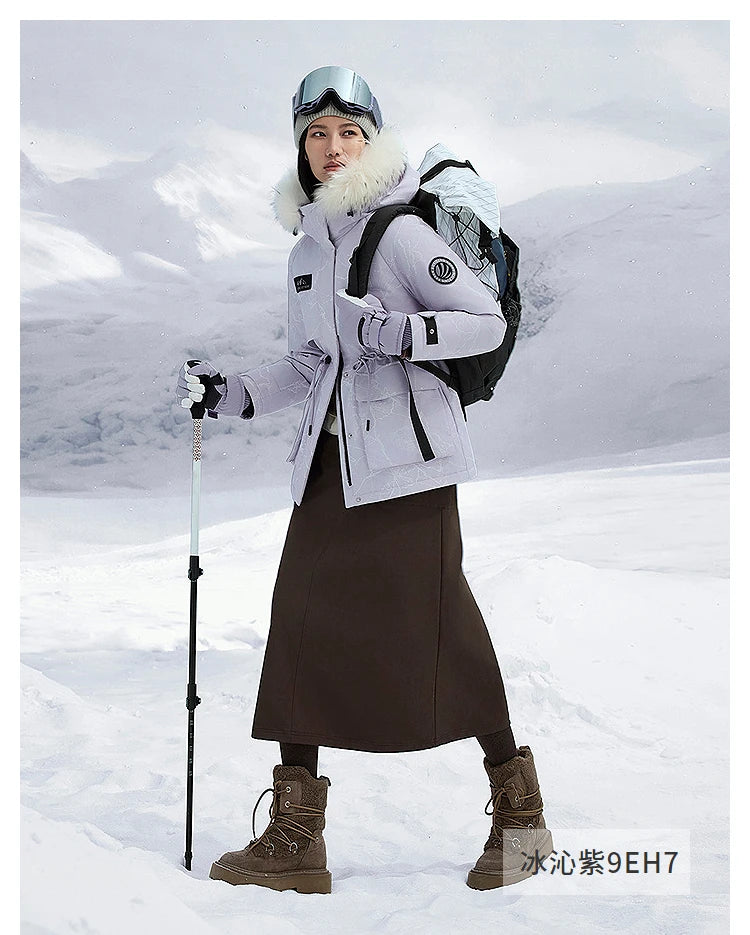 Bosideng Women 6th Generation Extreme Cold Goose Down Parka -20℃ Cold Resistance Winter Puffer Coat with Detachable Raccoon Fur