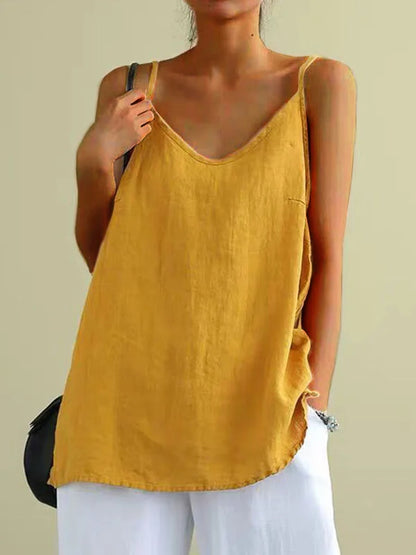 Women's Summer Thin Cotton Linen Style Camisole Fashion Sling Tops Harajuku T-shirt Women Clothing Casual Tank Top Streetwear