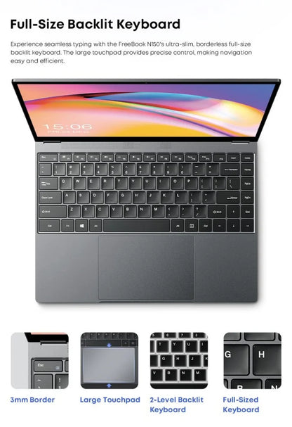 CHUWI FreeBook 2-in-1 Touch Screen Laptop 13.4'' Intel N150 16GB LPDDR5 RAM 512GB SSD FHD 2520x1680 WiFi6 BT5.2 Windows 11