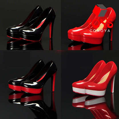 1/6 Fashion Girl High Heel Shoes for Female Women Simulation Stiletto Court Shoes Model for 12"Phicen Tbleague Body Doll