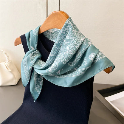 2025 New Paisley Print Silk Scarf for Women Square Hijab Soft Neck Tie Female Fashion Decoration Silk Headscarf 70*70cm Kerchief