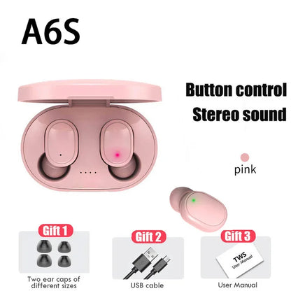 A6S TWS Earphones Wireless Bluetooth 5.1 Headphones Touch Control Earbuds With Mic Earphones Sport Waterproof Headset for xiaomi