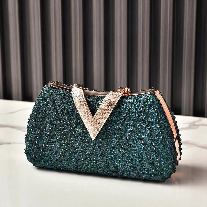 Diamond Silver Shoulder Bags for Women Wedding Inspired Designer Handbags 2026 Luxury Quality V Hasp Rhinestone Crossbody Bags