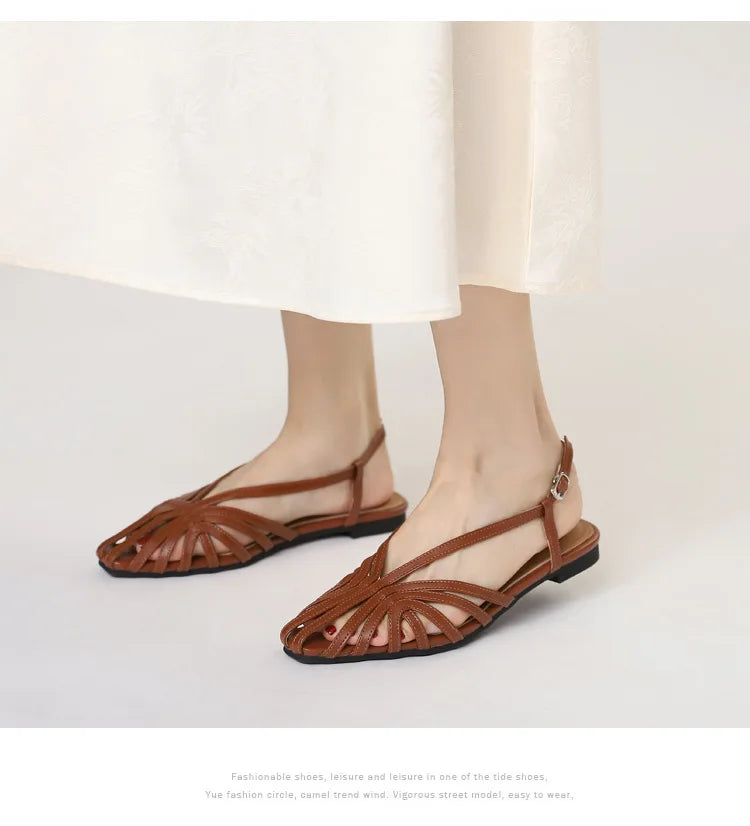 Women Plus Size Flat Gladiator Sandals Summer Sexy Luxury Gold Narrow Band Hollow Out Designer Brand Party Dress Shoes Sandalias