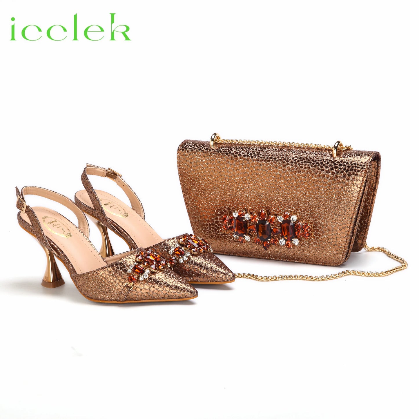2024 Newest INS Style Green Color Elegant High Heels Nigeria Popular Design African Ladies Shoes And Bag Set for Wedding Party