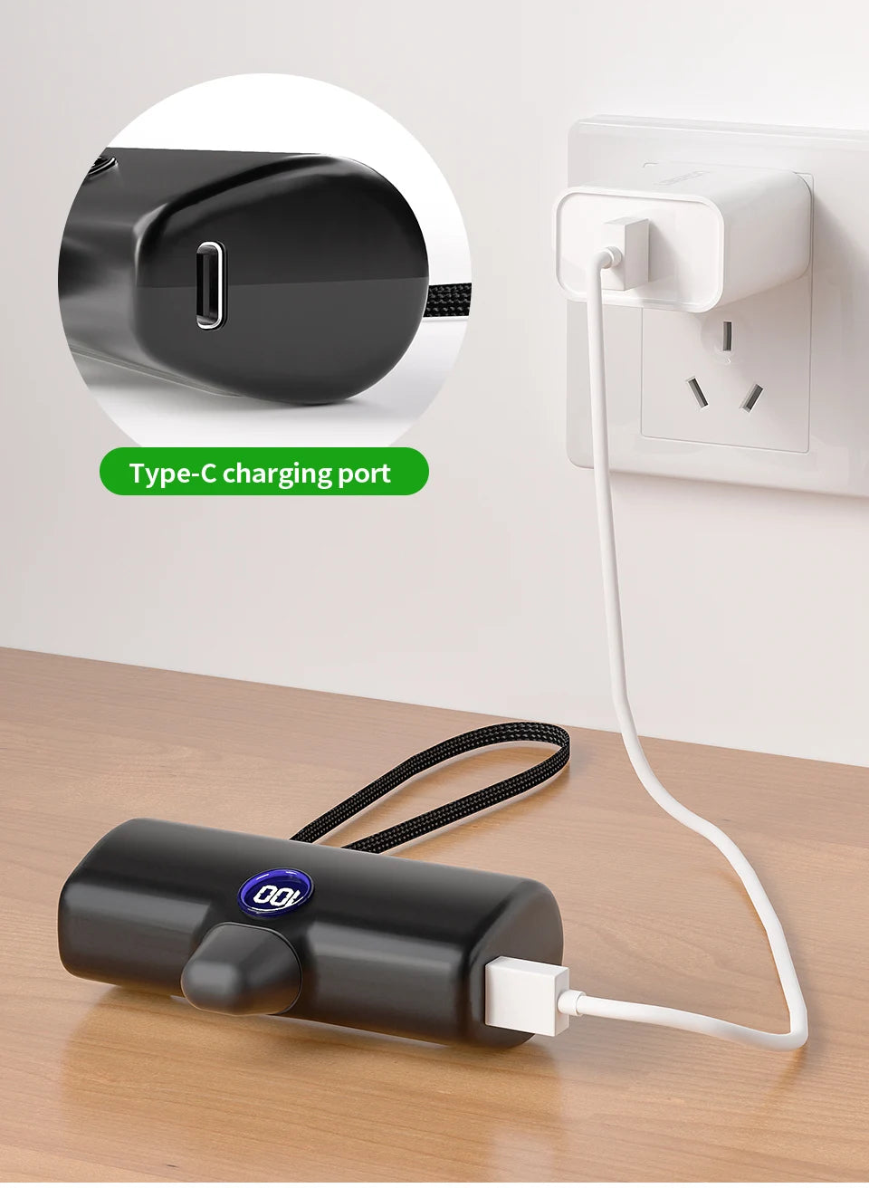 Fast Charging Power Bank Portable Charger External Battery Pack for iPhone Android LED Digital Display 5000mAh Mini Powerbank