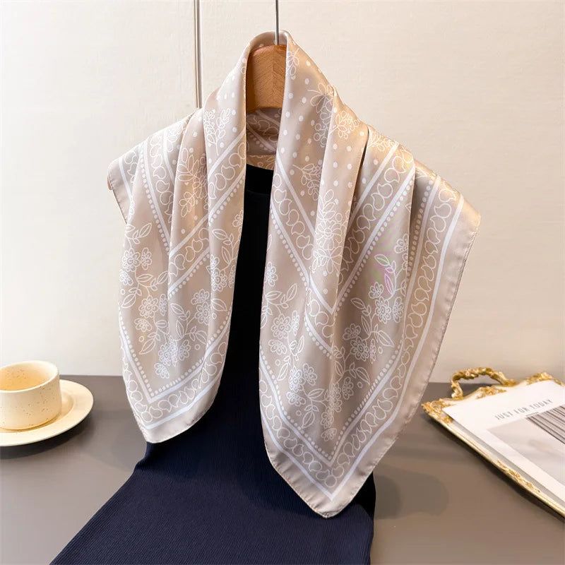 70*70cm Zebra Stripes Print Head Scarf for Women Silk Square Scarves Foulard Bandana Fashion Decorate Hijab Female Neckerchief