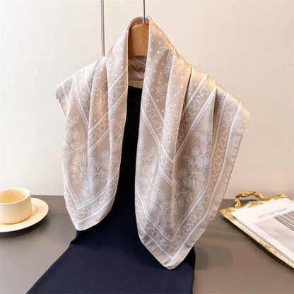 70*70cm Zebra Stripes Print Head Scarf for Women Silk Square Scarves Foulard Bandana Fashion Decorate Hijab Female Neckerchief