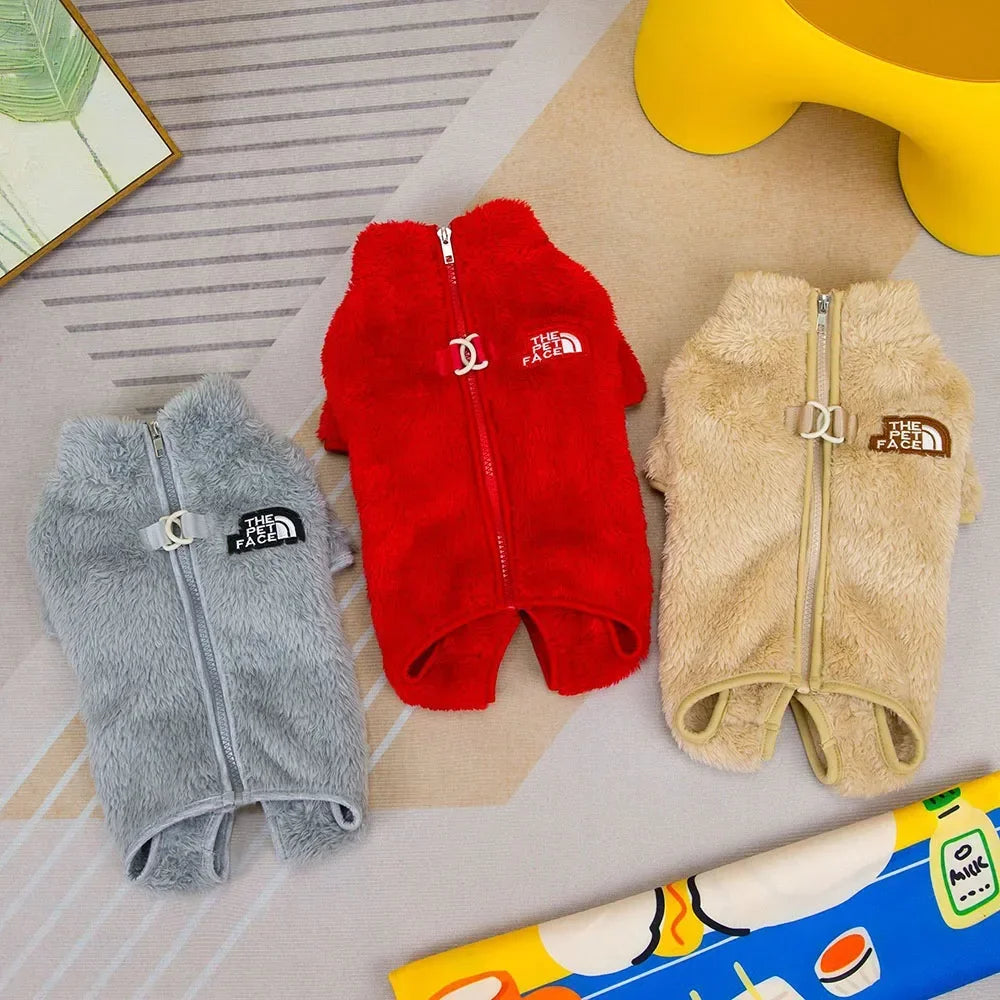 Winter Warm Pet Jumpsuit for Small Dogs Cats Clothes Sport Dog Hoodies Overalls Coat Yorkshire Bulldog Puppy Onesies with Zipper