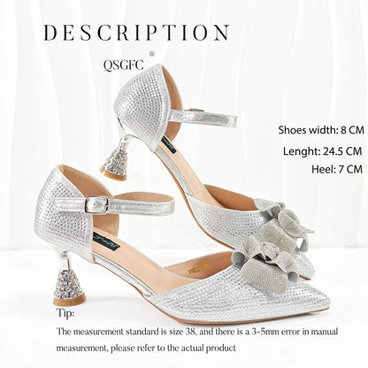 Queena Yan Spot Goods Nigeria High Quality Heels Pumps And Bag Handmade Flowers Fashion Design For Nigeria Wedding Party