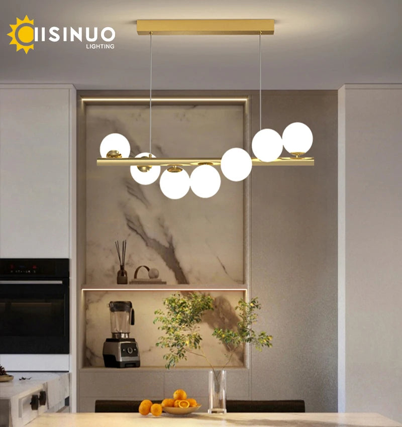 Line Glass Ball Pendant Lights Nordic LED Energy-Efficient Hanging Ceiling Lamp with Adjustable Cord for Dining Room Living Room