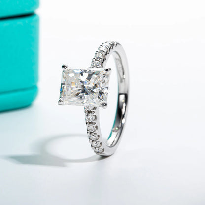 AnuJewel 3ct D Color Radiant Cut Moissanite Engagement Gold Plated 925 Sterling Silver Rings For Woman Customs Jewelry Wholesale