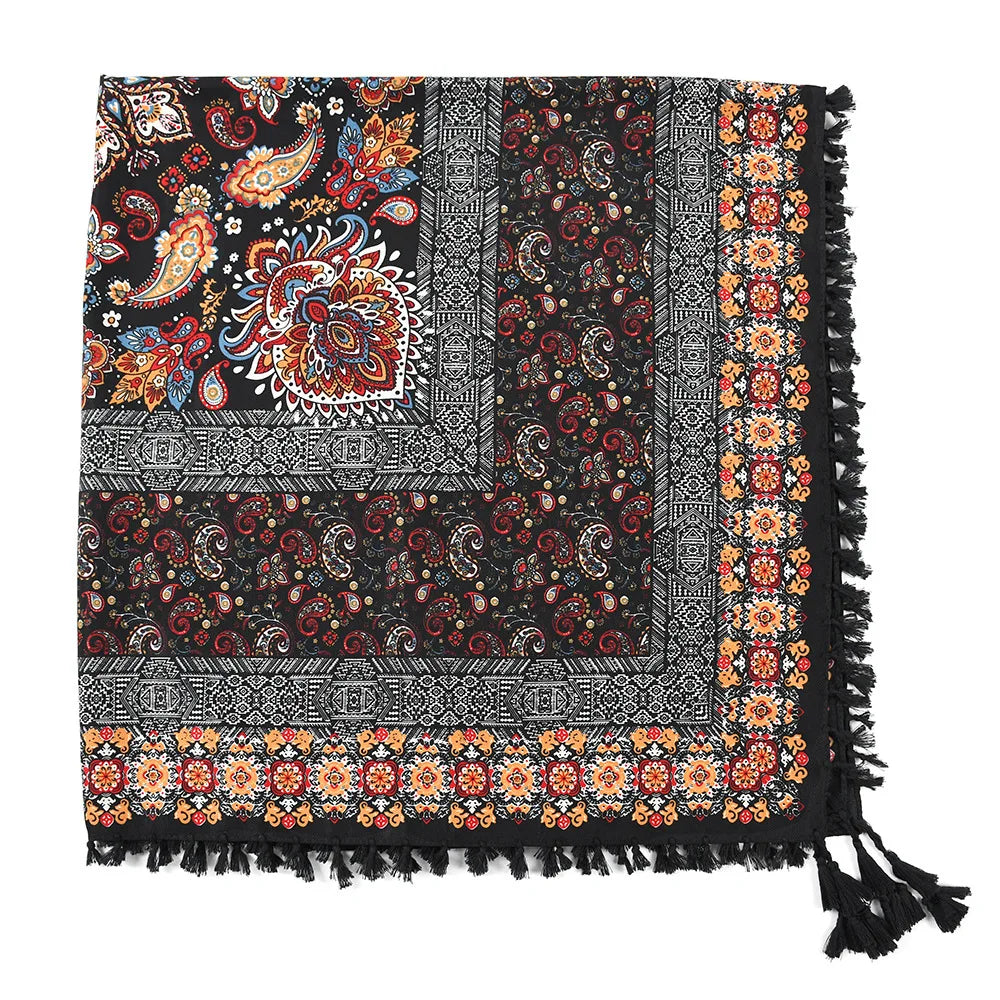 Scarf Winter Women Ladies Bohemian Print Shawl Russian Ethnic Wraps Tassel Scarves Bufanda Mujer Foulard Femme Square