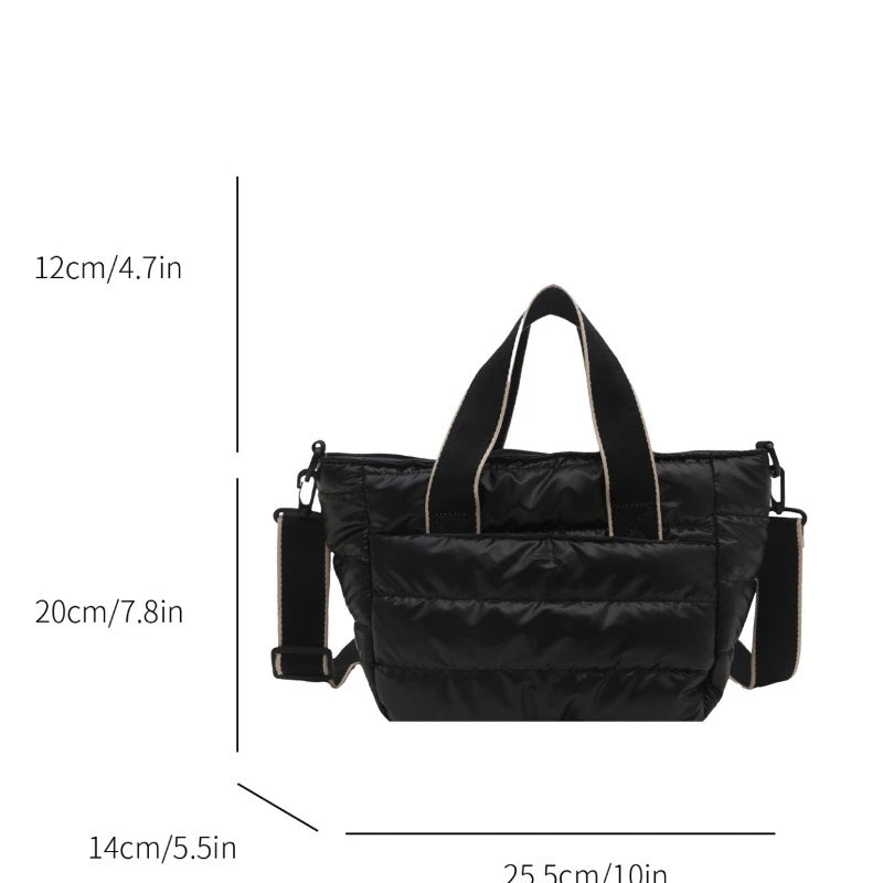 2025 Winter Luxury Quilted Tote Bag Women Fashion Down Puffer Shoulder Bag Large Capacity Crossbody Messenger Purse Nylon Gift