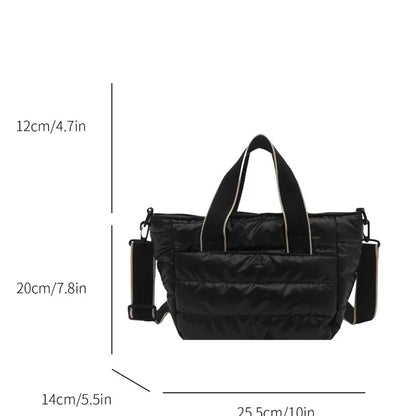 2025 Winter Luxury Quilted Tote Bag Women Fashion Down Puffer Shoulder Bag Large Capacity Crossbody Messenger Purse Nylon Gift