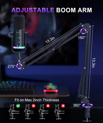 Dynamic Podcast Microphone for Content Creators, Cardioid XLR/USB Mic, AI Noise Cancellation, Tap Mute, Volume Control