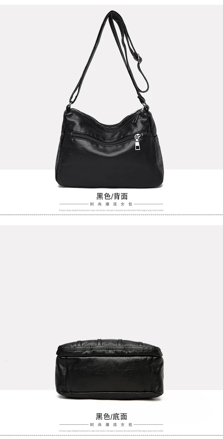 Fashion Soft Leather Crossbody Bags for Women 2026 Casual Female Multi Pocket Messenger Bags Retro Handbags Ladies Shoulder Bags