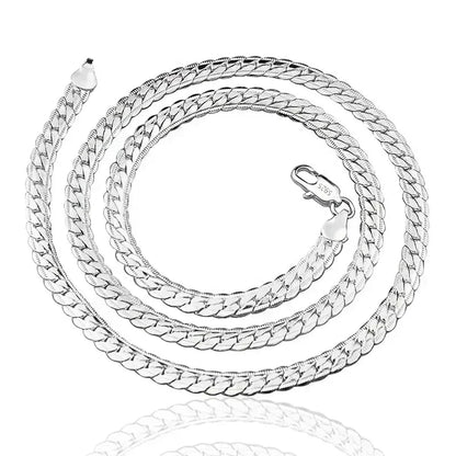 18K Gold 925 Sterling Silver 6mm Full Sideways Necklace 8/18/20/24 Inch Chain For Woman Men Fashion Wedding Engagement Jewelry