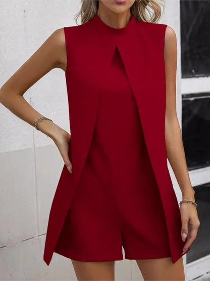 Summer Jumpsuit Women Fashion Solid O Neck Sleeveless Chic Playsuit Elegant Clothes Female Casual Jumpsuits