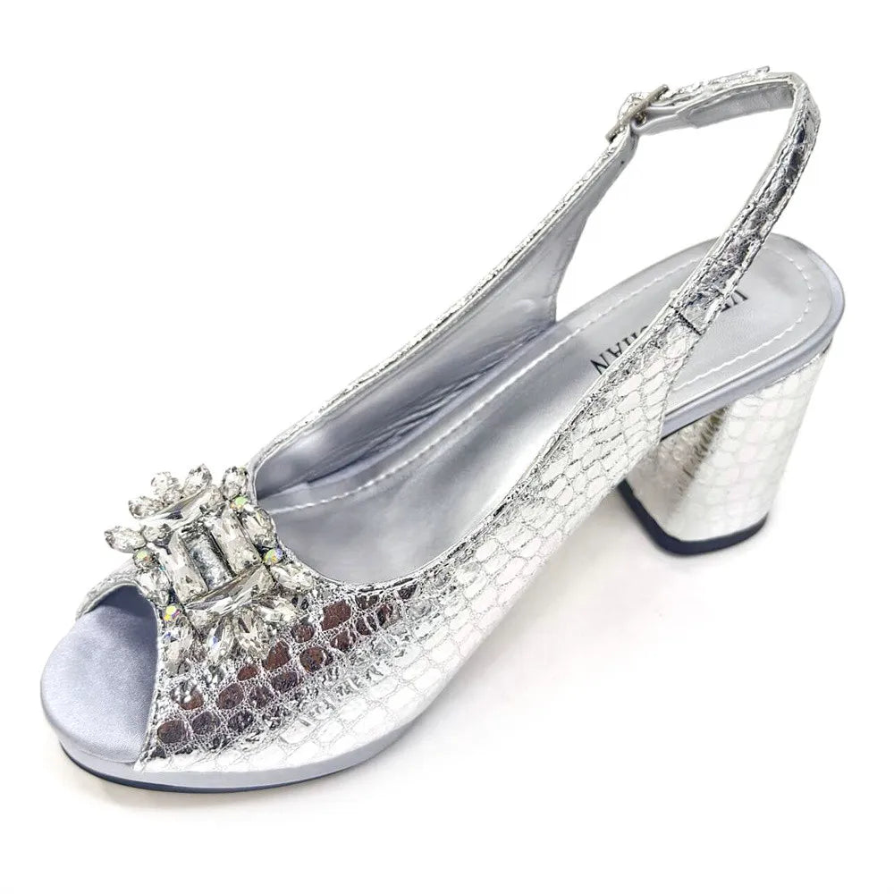 2025 Fashion Open Toe Women Strange Heels Bigger Size Fashion Rhinestone Decoration Purple Shoes And Bag Set Party Bag