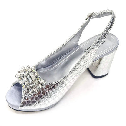 2025 Fashion Open Toe Women Strange Heels Bigger Size Fashion Rhinestone Decoration Purple Shoes And Bag Set Party Bag