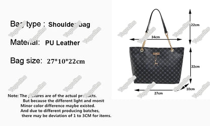 New Presbyopia Handbag Texture Soft Leather Large Capacity Tote Women Bag With Hanging Accessories Shoulder Bag