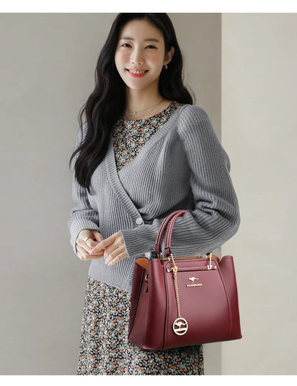 2024 Luxury Women Designer 3 Layers Shoulder Crossbody Sac Ladies Large Capacity Leather Handbags Shopper Brand Messenger Totes