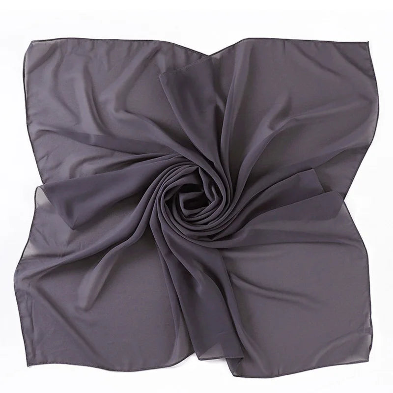 90*90CM Headwrap Heavy Chiffon Square Scarf Muslim Hijabs Women Underscarf Fashion Casual Plain Color Hijab