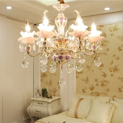 Zinc Alloy Crystal Chandelier Modern Living Room Decoration  Lighting European Restaurant Bedroom Candle  Lamps