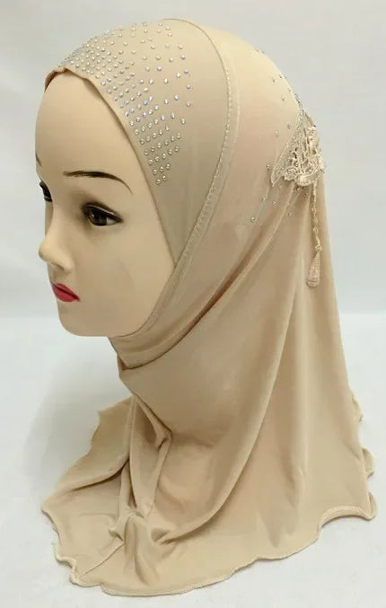 Girls Kids Muslim Beautiful Hijab Islamic Arab Scarf Shawls Flower Pattern