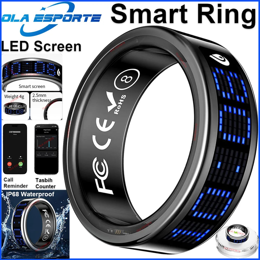 2026 Smart Ring with Touch Display Screen, Wireless Charging, Health Manager, 5 ATM Waterproof For Men Women Smart Rings R12 R08