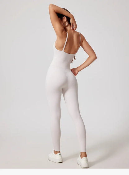 Fashion Folds Zipper Sport Bodycon Jumpsuits Women One Pieces Yoga Outfit Sleeveless Backless Gym Fitness Overalls Sexy Monkeys