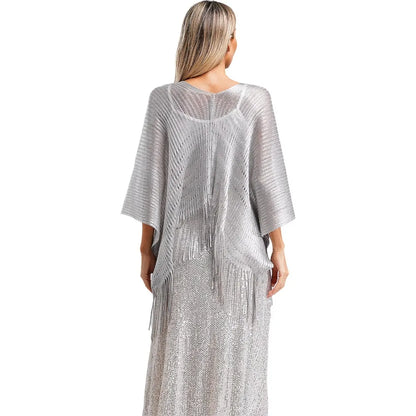 Summer Sun Protection Scarf Gold Silver Tassels Wedding Scarf Elegant Temperament Dresses Shawls for Women