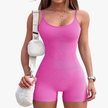 Women's Jumpsuits Basic Suspenders One Piece Tight Sexy Base Pink Playsuit Y2k Bodysuits