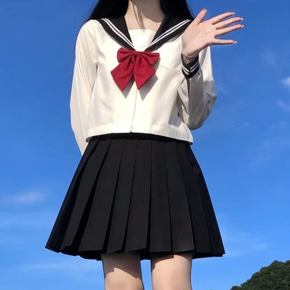Japanese school uniform girls S-8XL plus size Jk suit white two black three basic sailor uniform women long sleeve suit