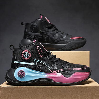Unisex Basketball Shoes Thick Bottom Rebound Combat Training Sneakers Breathable Comfort Competition Basketball Boots for Men