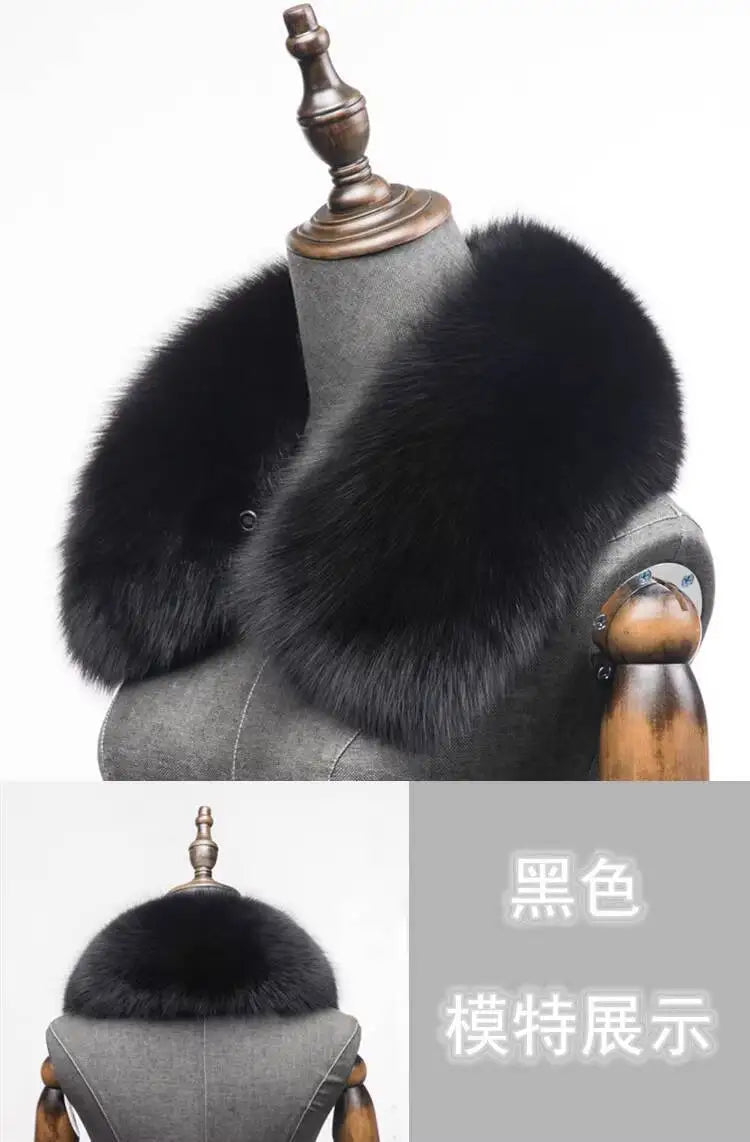 Natural Fox Fur Collar Removable Real Fur Square Collar for Coat Fashion Accessory for Women down Jacket Large Scarf Scarves