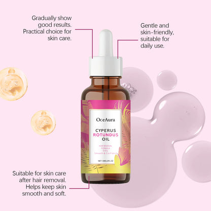 OceAura Cyperus Rotundus Oil for Hair Removal Soft Smooth Skin Care Deep Hydration Anti Hair Growth Inhibition After Shave Oil