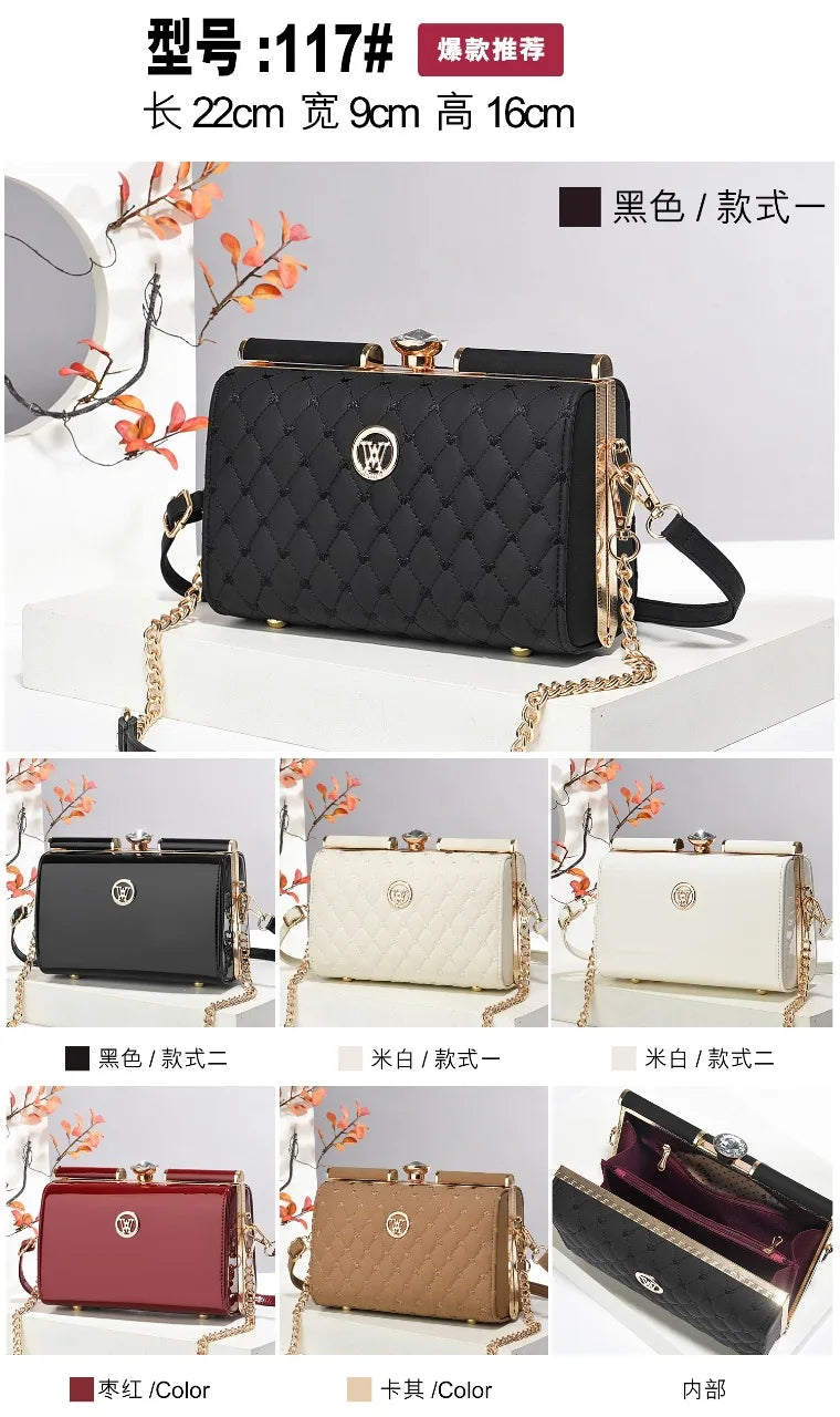 New Women Handbags Fashion Embossed Craftsmanship Portable Shoulder Bag Top-handle Diamond Ladies Bag Wedding Party Bags