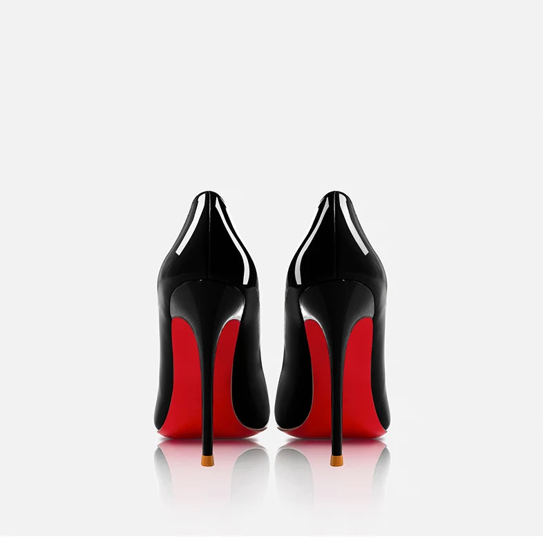 Women Heels Naked Color Women's Elegant High Heel Luxury Black Shoes Woman 2026 Red Shiny Bottoms Pointed Toe Party Ladies Women