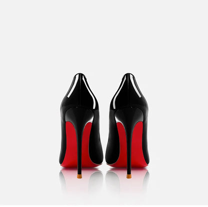 Women Heels Naked Color Women's Elegant High Heel Luxury Black Shoes Woman 2026 Red Shiny Bottoms Pointed Toe Party Ladies Women