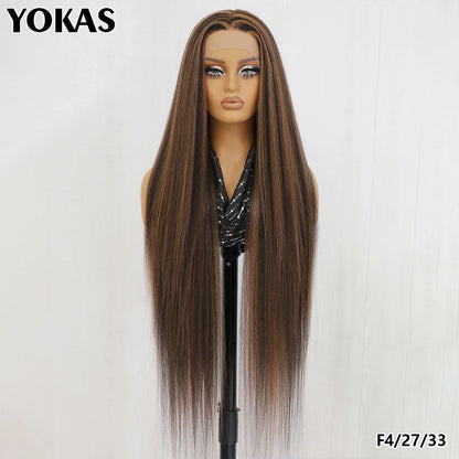 40 Inch Synthetic Lace Front Wigs For African Women T Part Lace High Temperature Fiber Straight Lace Wigs For Afro Female