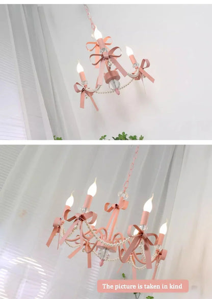 Pink Lovely Children's Room Chandeliers Crystal Cute Kid's Bedroom Pendant Lights Living Room Bedroom Hanging Lamps